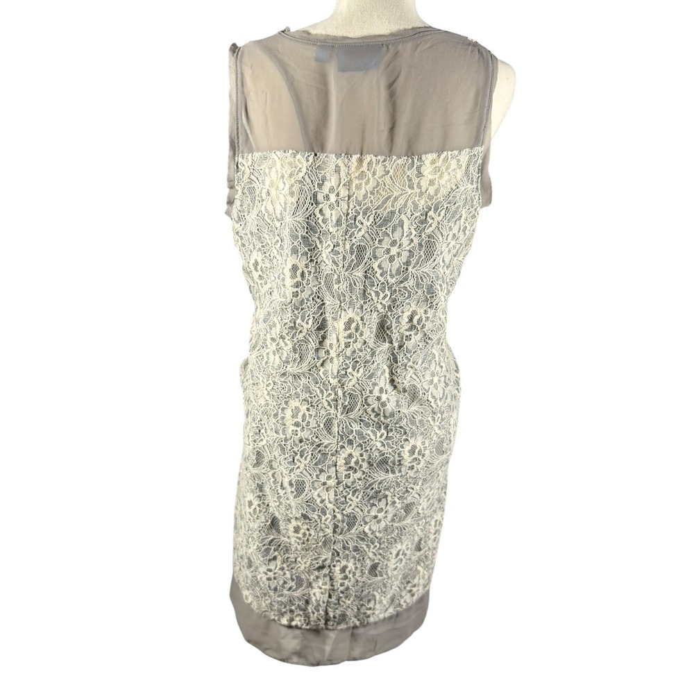 Simply Vera Vera Wang Lace Shift Dress Womens L Grey Floral Sleeveless Pockets - Picture 3 of 9
